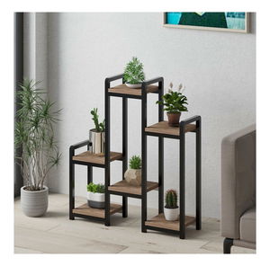 Dekorativní stojan na květináče Vopamo 2 (borovice atlantická + černá)