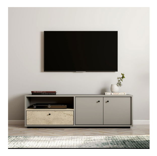 TV stolek/skříňka Parrey (šedý travertin)