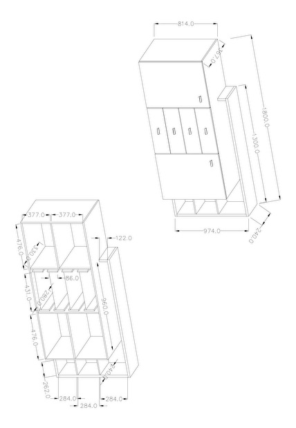 Komoda Bilsby Typ 27 (smrk + šedá)