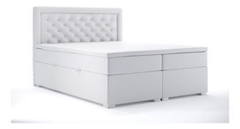 Boxspring postel 160 cm Gllamy (bílá ekokůže) (s úložným prostorem)