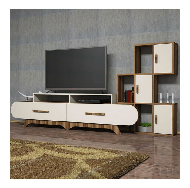 Obývací stěna Florian S (ořech + krémová)