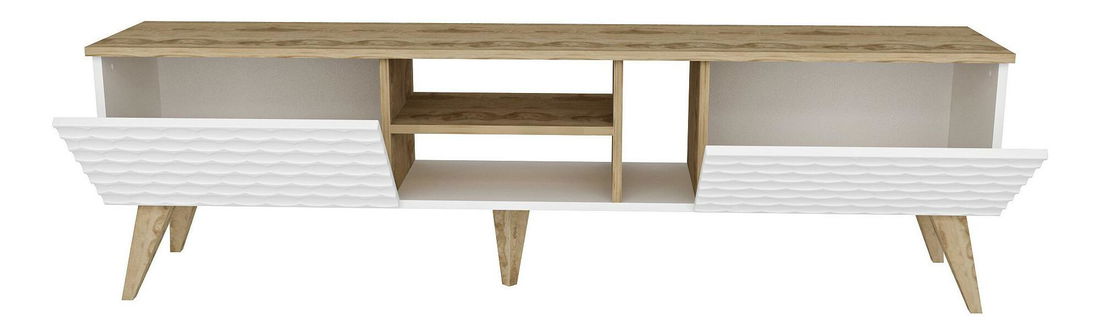 TV stolek/skříňka Eggie (bílá + ořech)