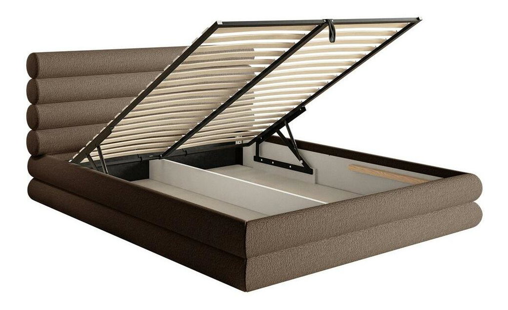 Manželská postel 160 cm Buffalo 160 (s roštem) (s úl. prostorem) (béžová + černá)