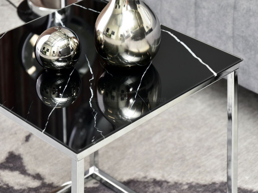 Konferenční stolek Bella S (černý mramor + chromová)