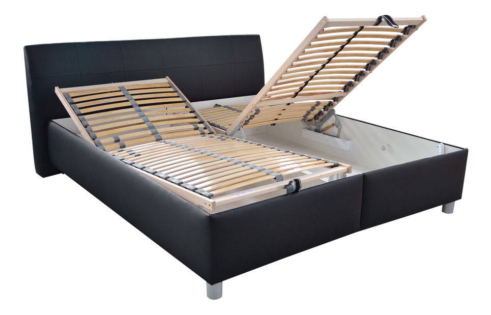Manželská postel 180 cm Blanár Nice (s roštem a matracemi) (černá)