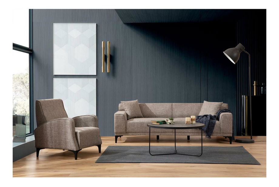 Pohovka trojsedačka Petrafonzo (béžová + černá)