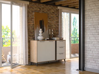 Komoda Mussun 45 (ořech americký jackson + bílá matná + grafit matný)