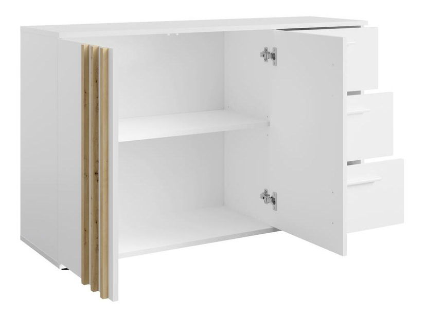 Komoda Tullin 3 (bílá + dub artisan)