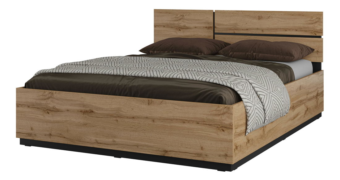 Manželská postel 160 cm Crossroad S31 (dub wotan + černá)