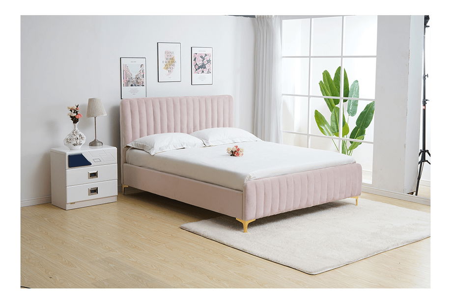 Manželská postel 180 cm Keira (růžová) (s roštem)