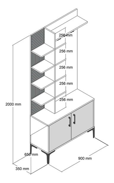 Předsíňová stěna Valery 1 (ořech + travertin)