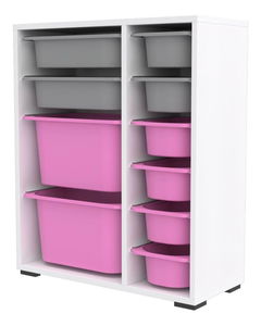 Organizér na hračky Dremonka 10 (bílá + šedá + růžová)