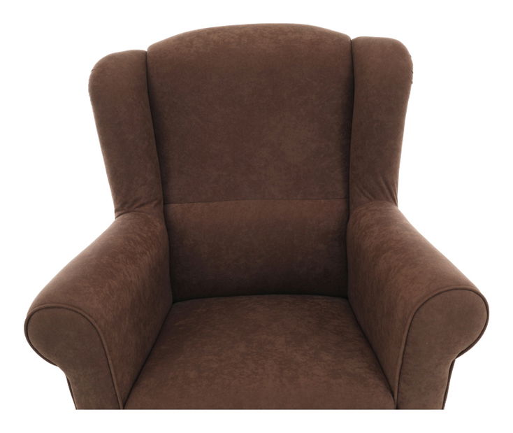 Křeslo ušák s taburetem Aevo hnědá