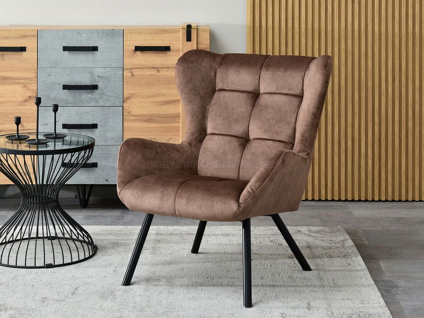 Designové křeslo Norweien (hnědá + zlatá)