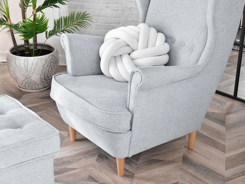 Křeslo ušák Margis (šedá + černá)