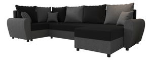 Rohová sedačka ve tvaru U Fleur Long (černá + šedá) (L)