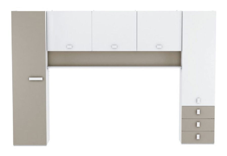 Nástavec nad postel Trinny (bílá + šedohnědá)