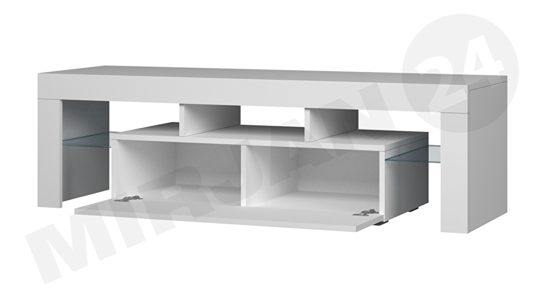 TV stolek/skříňka Gordo 158 (biela + biely lesk) (LED modré) *výprodej