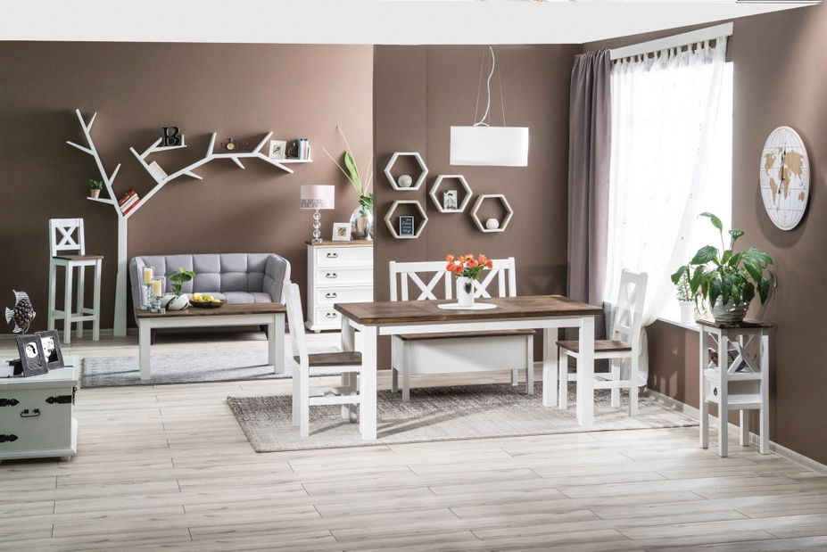 Jídelní stůl Peter (pro 6 osob) (masiv) (bílá)