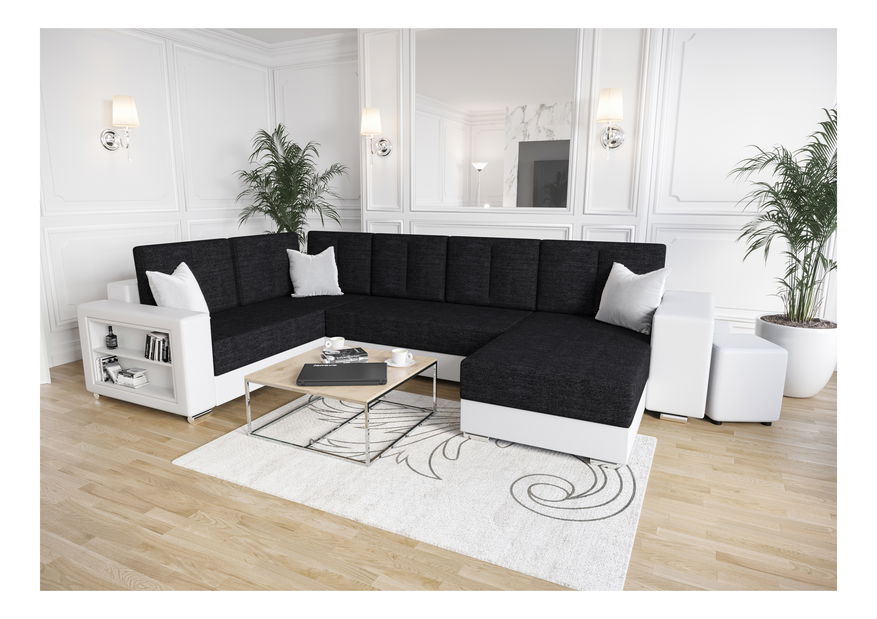 Rohová sedačka ve tvaru U Harmony Long (tmavě zelená) (L)