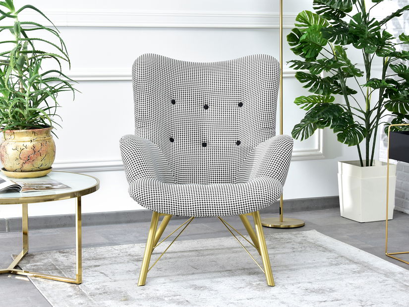 Relaxační křeslo Dawntawn (bílá + zlatá)