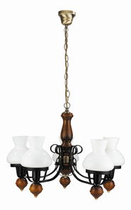 Závěsné svítidlo Petronel 7079 (matná černá + ořech vlašský + opálové sklo)