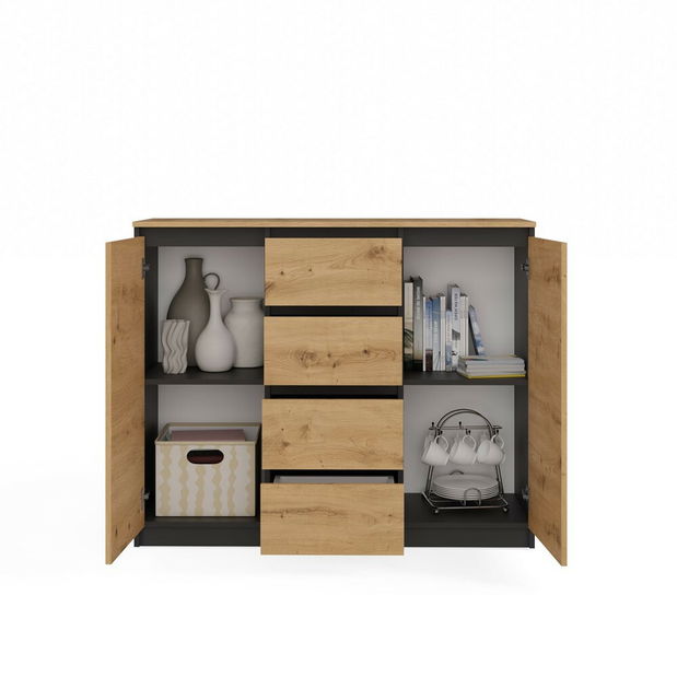 Komoda Musecalo 8 (antracit + bílá)