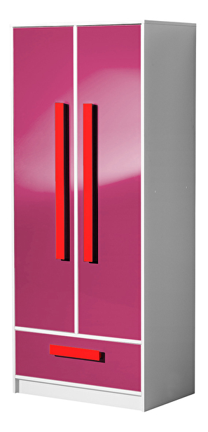 Šatní skříň Gullia 1 (růžová + červená)