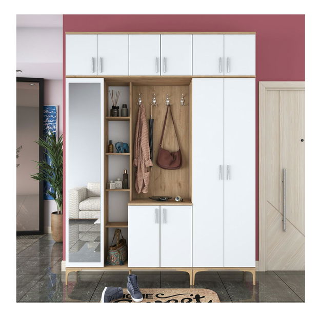 Předsíň Emily 21 (se zrcadlem) (ořech + bílá)