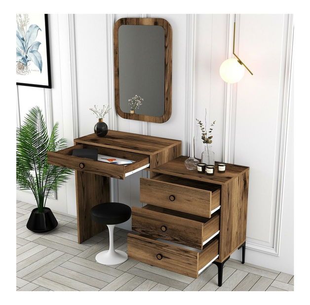 Toaletní stolek Logan 2 (ořechová) (se zrcadlem)