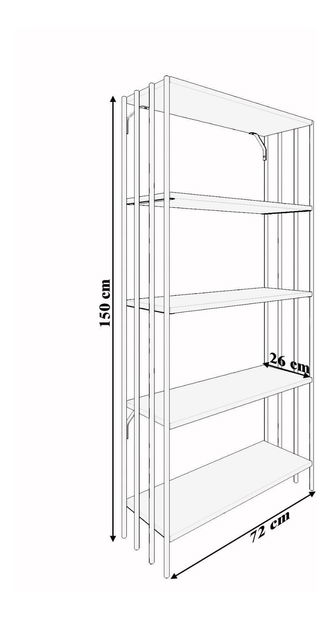 Regál Valerie (černá + atlantická borovice)