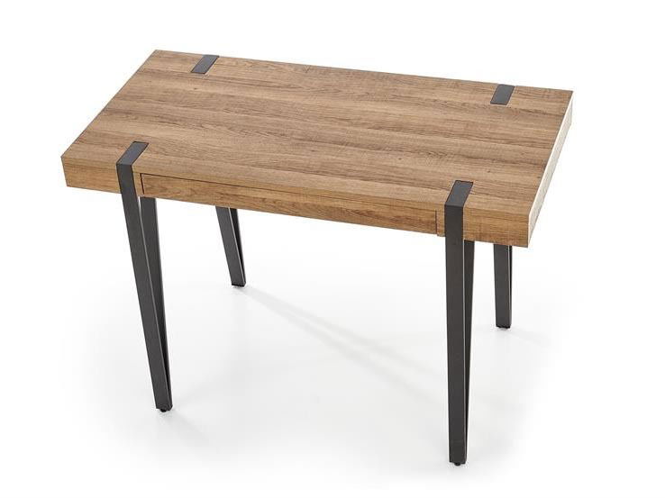 Psací stolek Bernie (tmavé dřevo + černá)