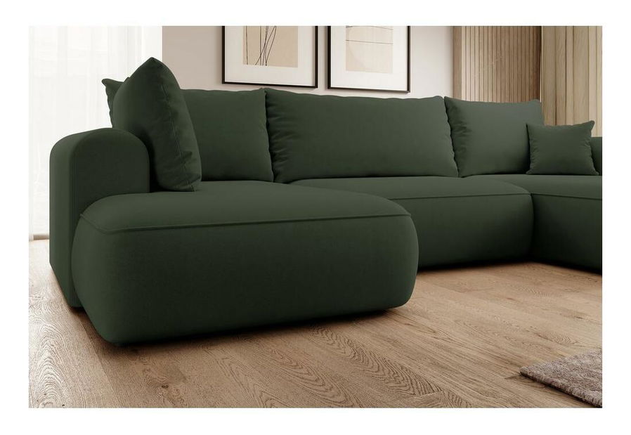 Rohová sedací souprava ve tvaru U Olivo U (L) (zelená + černá)