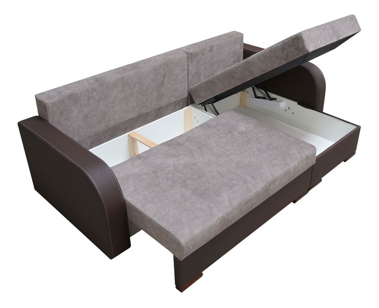 Rohová sedací souprava Flaxia (tmavě šedá + bílá) (P)