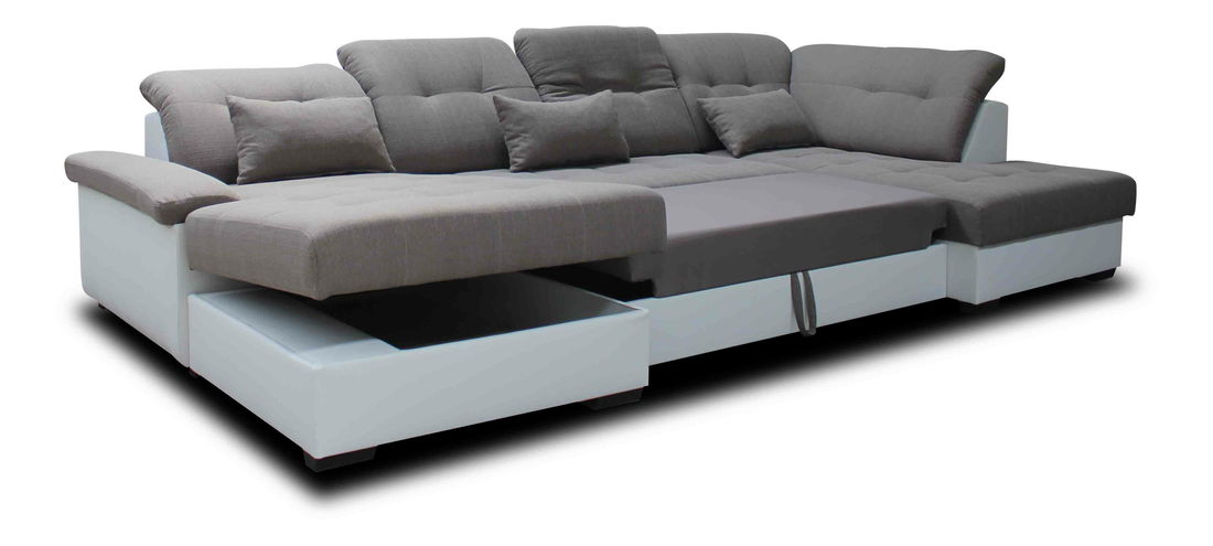 Rohová sedací souprava U Milton L+2F+BL (tyrkysová + bílá) (L)