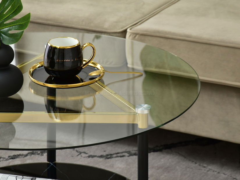 Konferenční stolek Ontario (černý mramor + černá)