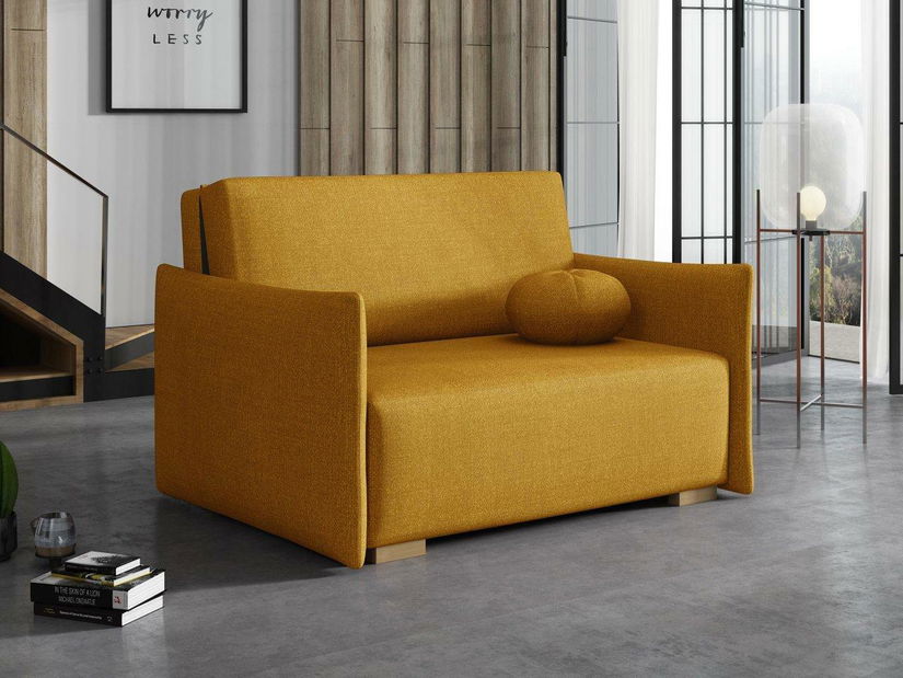 Rozkládací pohovka Carivia Glov II (hořčicová) (s úl. prostorem)