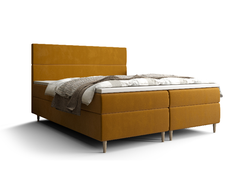 Manželská postel Boxspring 140 cm Flu Comfort (zlatá) (s matrací a úložným prostorem)