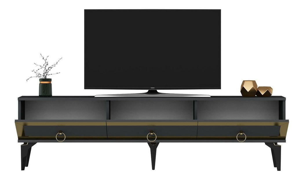 TV stolek/skříňka Muvuta 2 (antracit + zlatá)