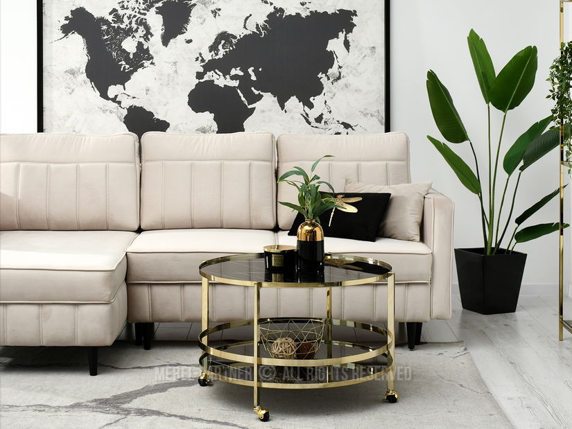 Konferenční stolek Chici (černý mramor + zlatá)