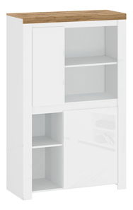 Regál Vina (bílá lesklá + dub wotan)