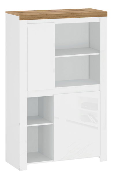 Regál Vina (bílá lesklá + dub wotan)