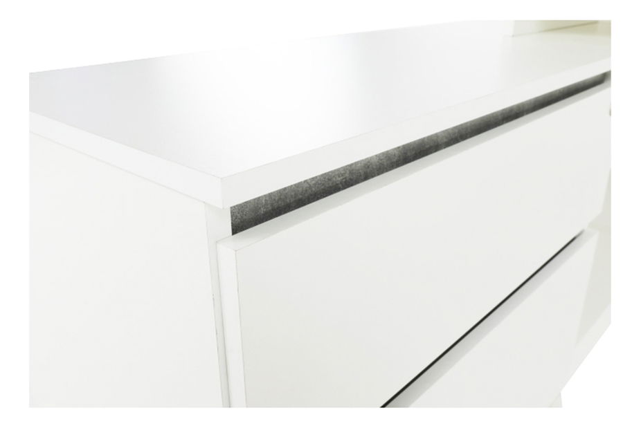 Rohový PC stolek Bill (bílá + beton)