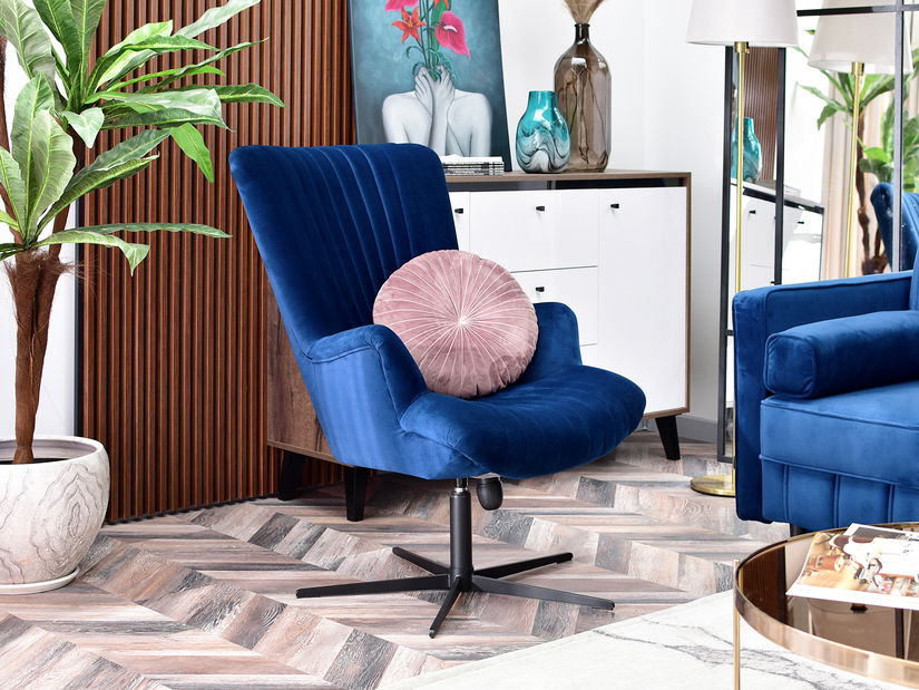 Relaxační křeslo Elesenta (tmavě modrá + černá)