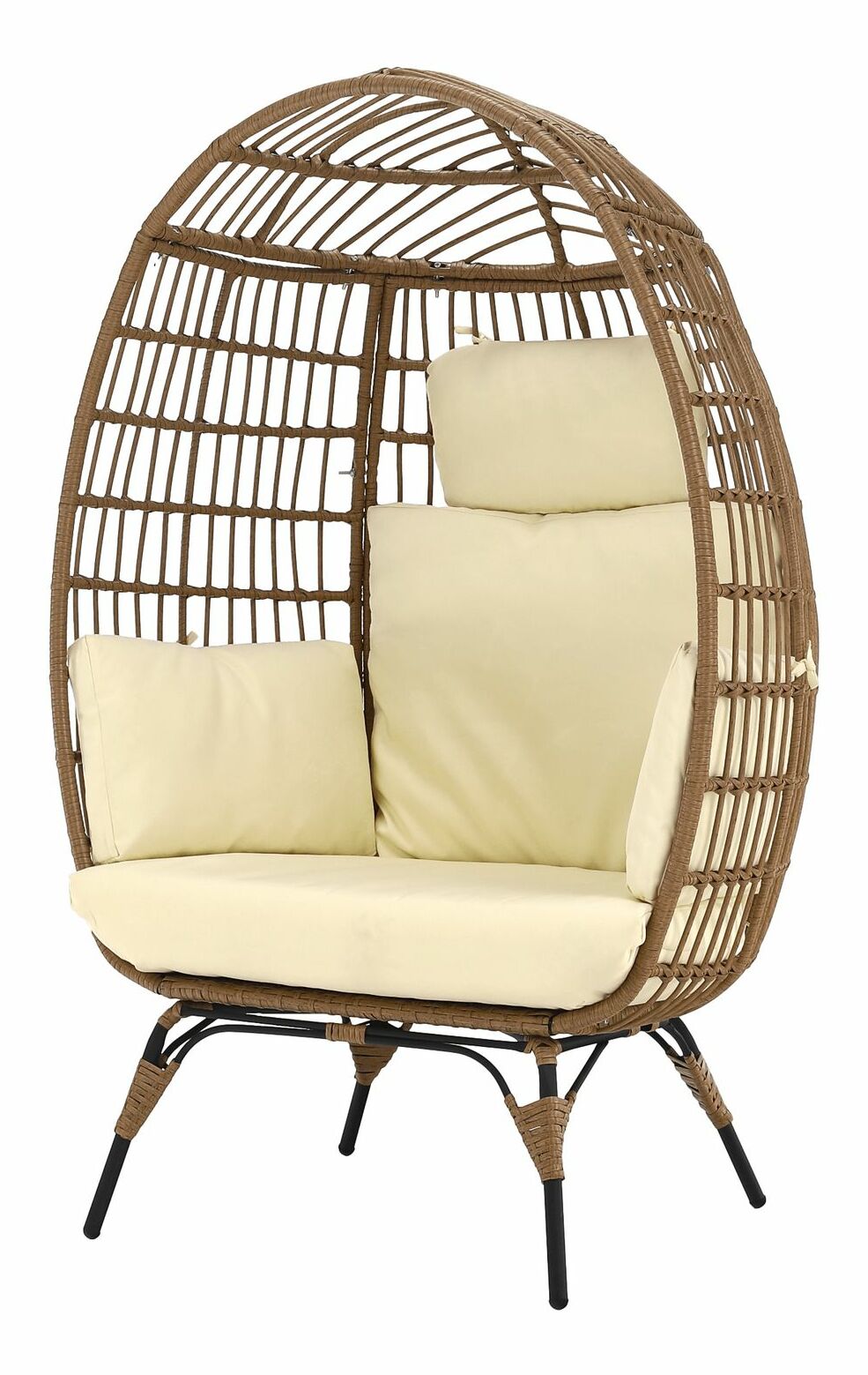 Ratanové křeslo KARMAN (přírodní + černá + béžová)