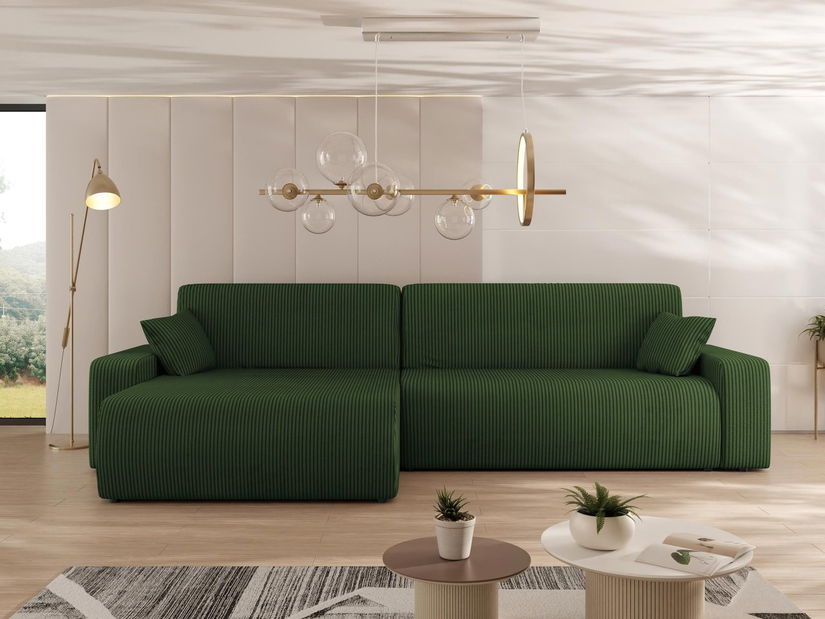 Rohová sedací souprava Euston (tmavě zelená)