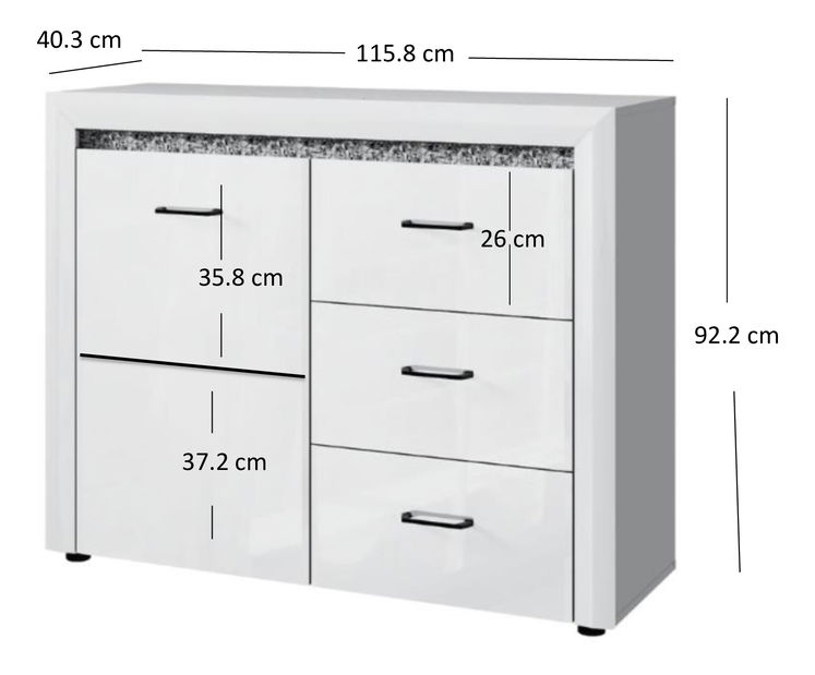 Komoda Wanetta (bílá lesklá)