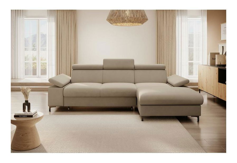 Rohová sedací souprava Miles (P) (béžová + černá)