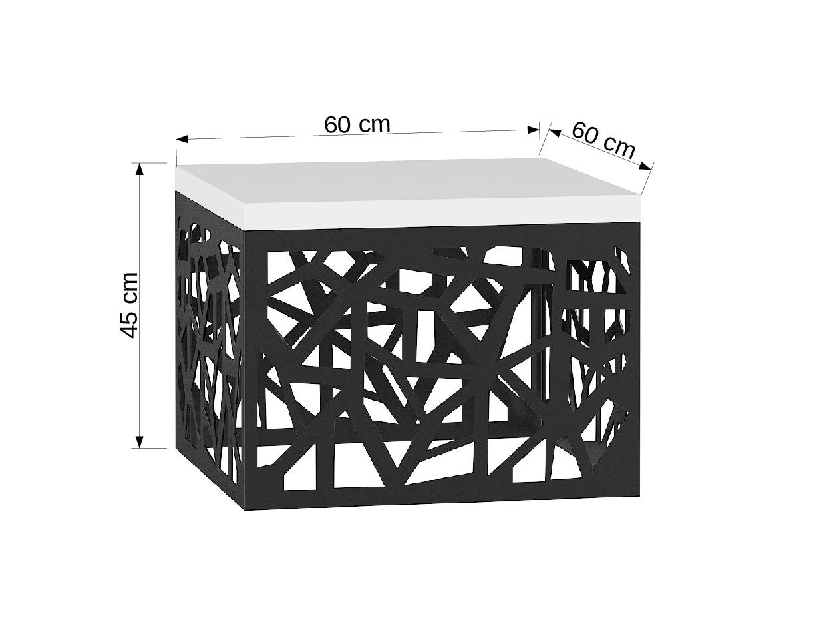 Konferenční stolek Tariq (bílá lesklá + černá)