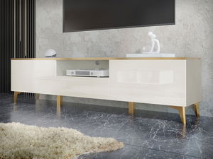 TV skříňka/stolek Opuncie 2D1S (béžový lesk + zlatá)